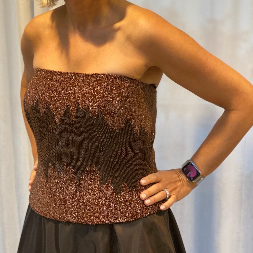 Strapless gown with wrap